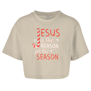 Damen Oversize Crop Top jesus is the reason for the season