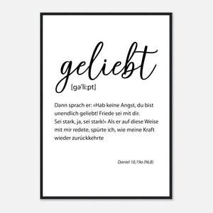 geliebt daniel 10,19a (nlb) Poster mit Holzrahmen
