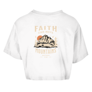 Damen Oversize Crop Top faith can move mountains matthew 17:20