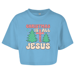 Damen Oversize Crop Top christmas is all about jesus