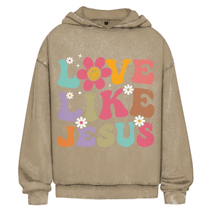 Oversize Washed Hoodie love like jesus retro