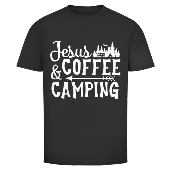 Herren T-Shirt jesus coffee camping