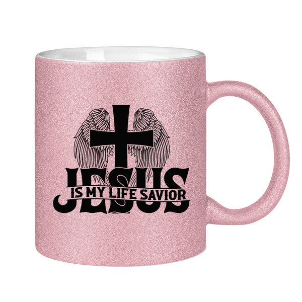 Glitzertasse jesus is my life savior