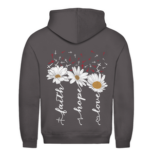 Herren Hoodie faith hope love blumen