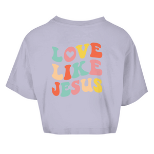 Damen Oversize Crop Top love like jesus retro