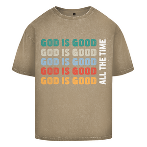 Oversize Washed T-Shirt god is good retro