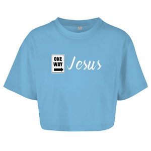 Damen Oversize Crop Top one way jesus