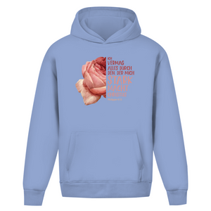 Oversize Hoodie Ohne Kordel der mich stark macht rose philipper 4:13