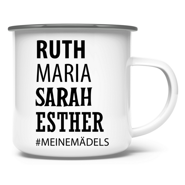 Emaille Tasse ruth maria sarah esther