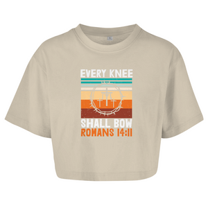 Damen Oversize Crop Topevery knee shall bow romans 14:11