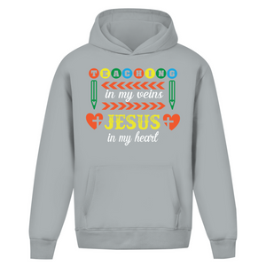 Oversize Hoodie Ohne Kordel teaching in my veins jesus in my heart