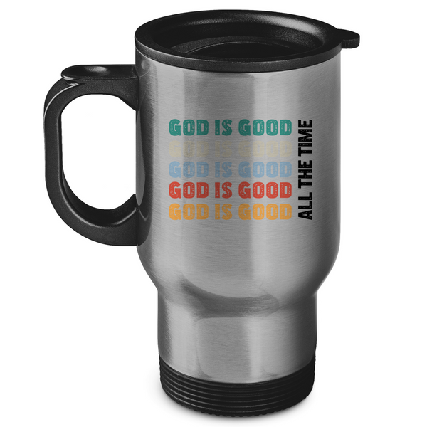 Edelstahl-Thermobecher god is good schriftzug