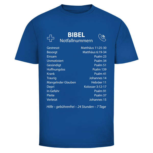 Herren T-Shirt bibel notfallnummern