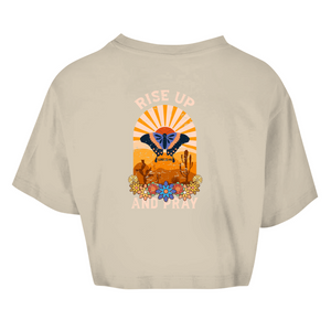 Damen Oversize Crop Top rise up and pray