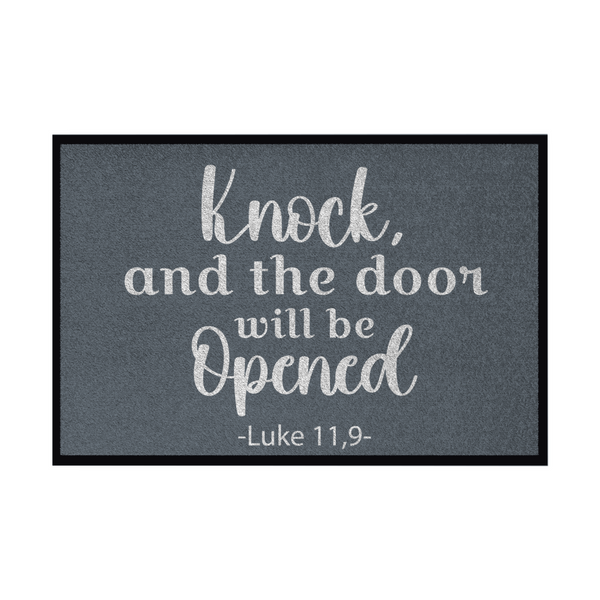 Fußmatte mit Gummirand knock and the door will be opened luke 11,9