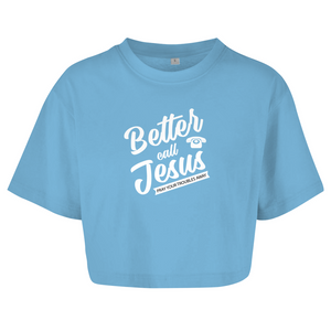 Damen Oversize Crop Top better call jesus