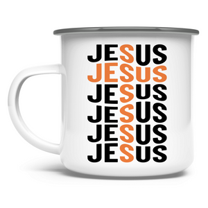Emaille Tasse jesus schriftzug