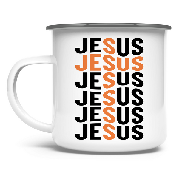 Emaille Tasse jesus schriftzug