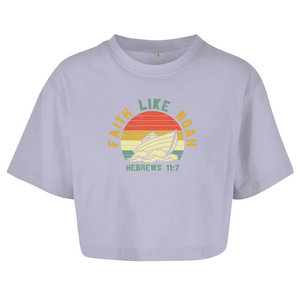 Damen Oversize Crop Top faith like noah nebrews 11:7