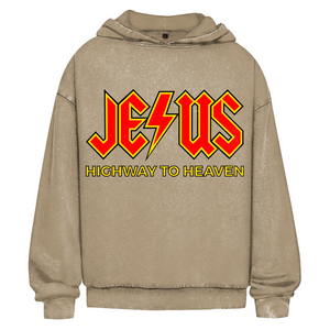Oversize Washed Hoodie jesus highway to heaven
