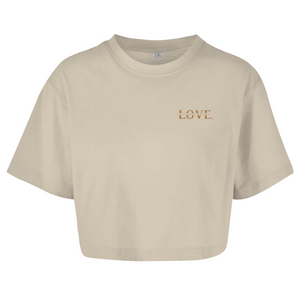 Damen Oversize Crop Top let all that you do be done in love