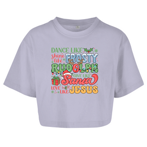 Damen Oversize Crop Top dance like frosty love like jesus