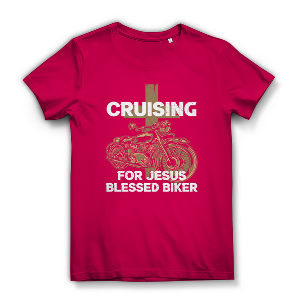 Damen Bio T-Shirt cruising for jesus blessed biker