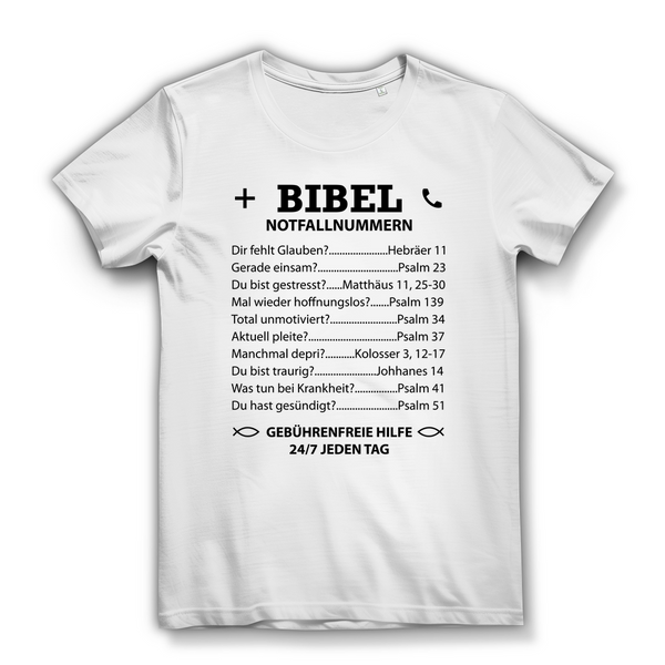 Damen Bio T-Shirt bibel notfallnummern