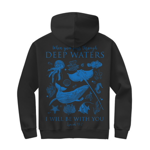 Herren Zipper Hoodie deep waters isaiah 43:2