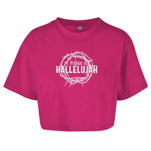 Damen Oversize Crop Top i raise a hallelujah dornenkrone