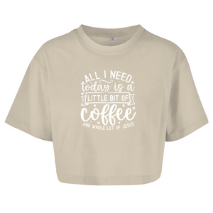 Damen Oversize Crop Top little bit of coffee and whole lot of jesus