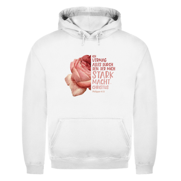 Herren Hoodie der mich stark macht rose philipper 4:13