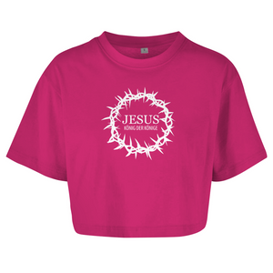 Damen Oversize Crop Top jesus könig der könige dornenkrone