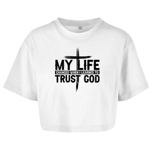 Damen Oversize Crop Top when i learned to trust god