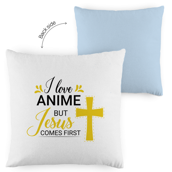 Kopfkissen zweifarbig i love anime but jesus comes first