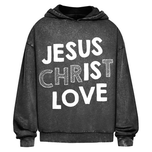 Oversize Washed Hoodie jesus christ love