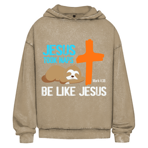 Oversize Washed Hoodie jesus took naps mark 4:38 faultier