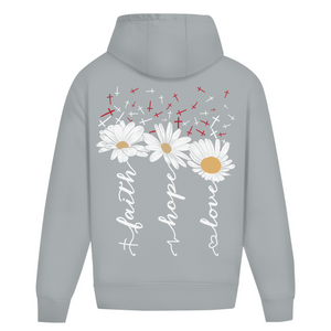 Oversize Hoodie Ohne Kordel faith hope love blumen