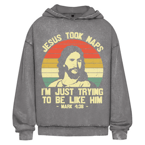Oversize Washed Hoodie jesus took naps mark 4:38