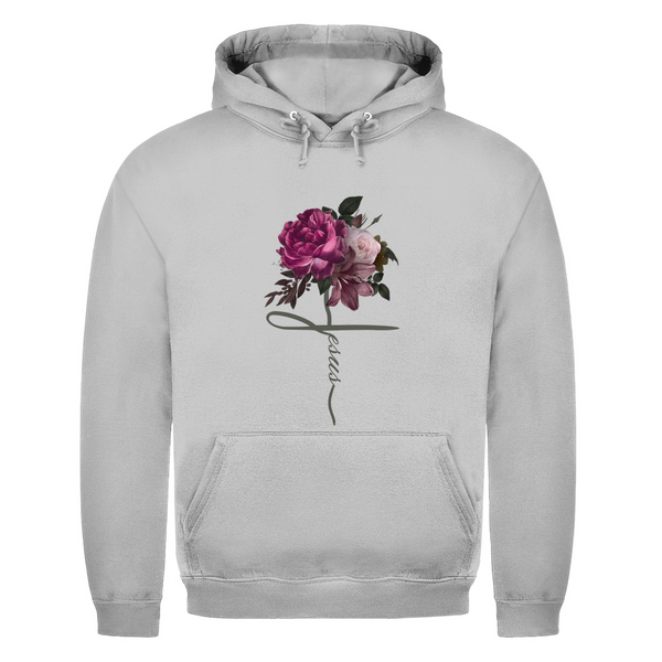 Herren Hoodie jesus blumen