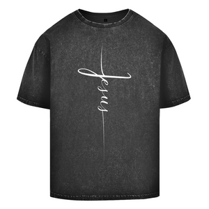Oversize Washed T-Shirt jesus kreuz