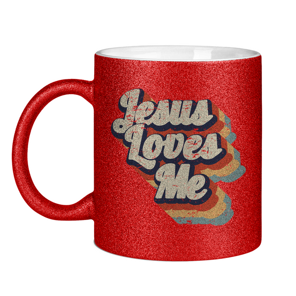 Glitzertasse jesus loves me