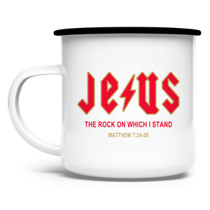 Emaille Tasse jesus the rock matthew 7:24-25