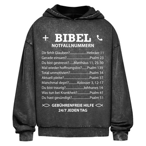 Oversize Washed Hoodie bibel notfallnummern