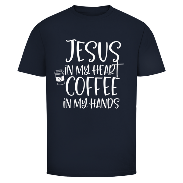 Herren T-Shirt jesus in my heart coffee in my hands