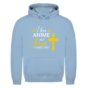 Herren Hoodie i love anime but jesus comes first