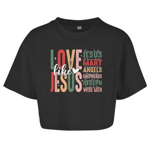 Damen Oversize Crop Top love like jesus