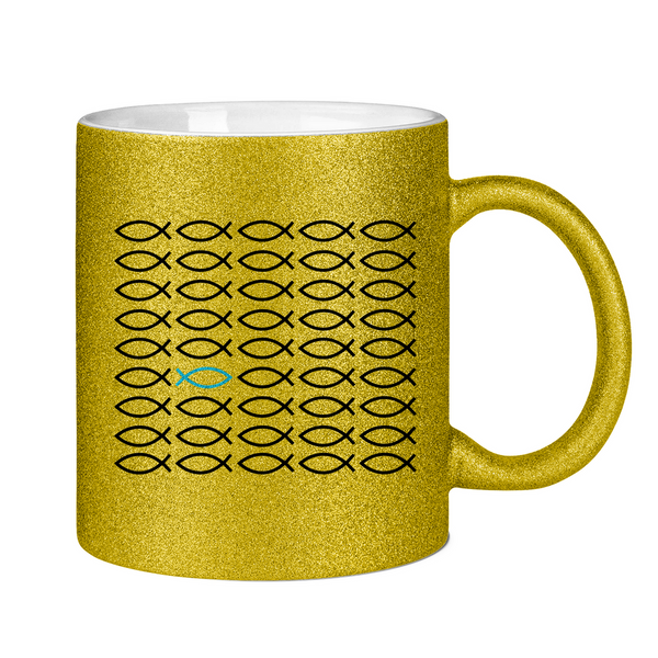 Glitzertasse Ichthys fisch christliches symbol