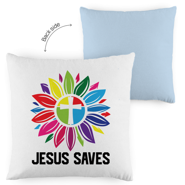 Kopfkissen zweifarbig jesus saves blume