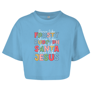 Damen Oversize Crop Top give like santa love like jesus